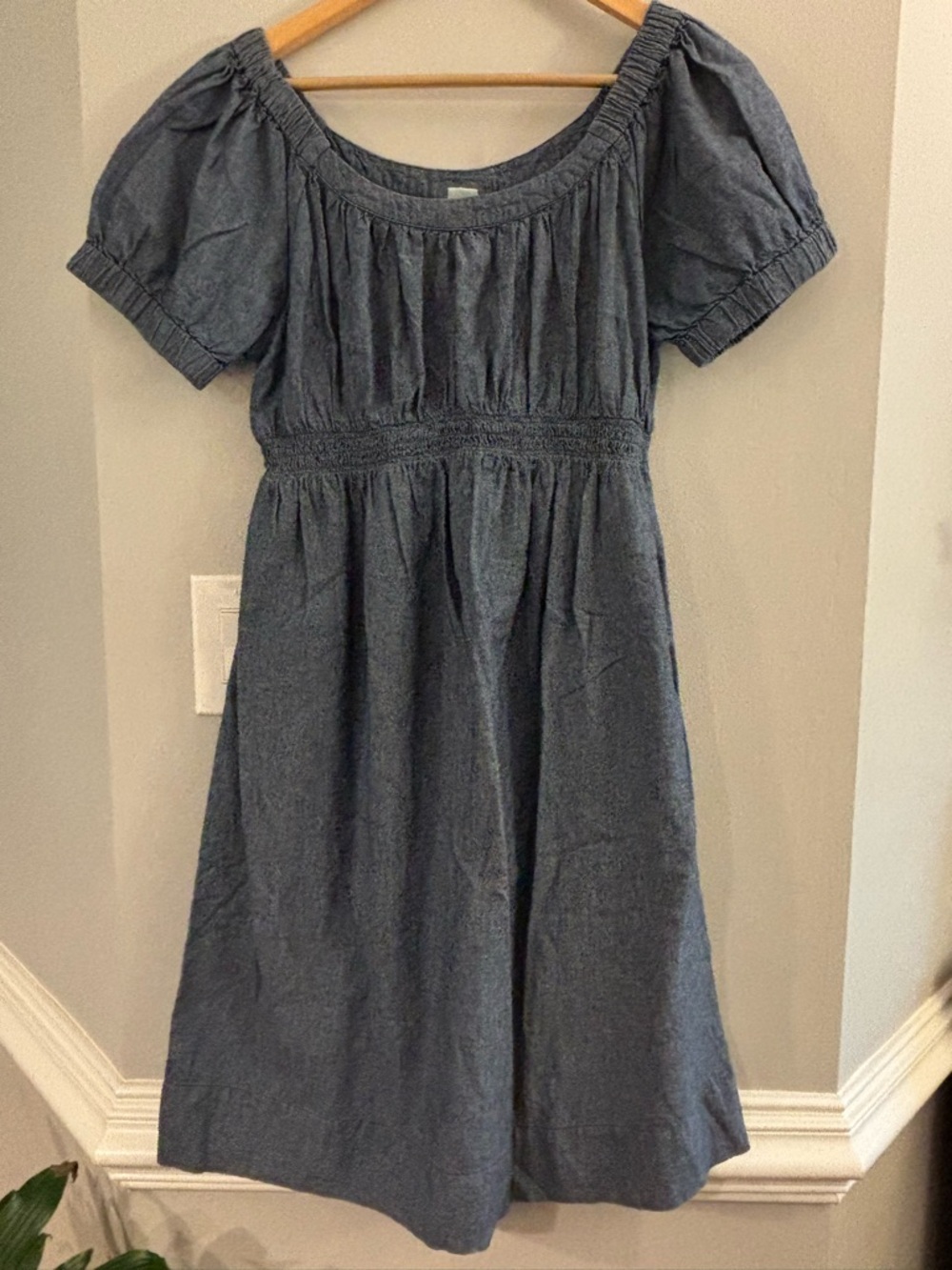 Motherhood Navy Puff-Sleeve Smocked Waist Casual Dress